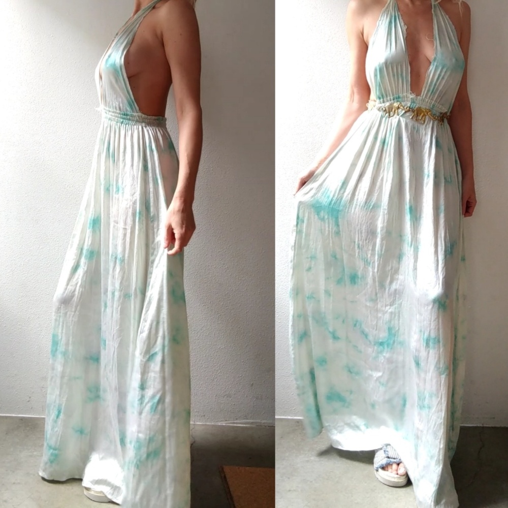 LoveShackFancy silk LOVE tye dye maxi dress xs - Picture 3 of 6